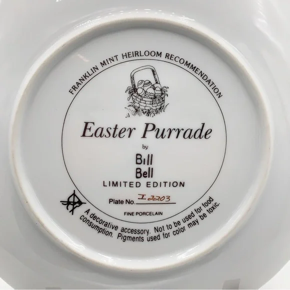Franklin Mint Easter Purrade -Bill Bell Limited Edition Fine Porcelain Cat Plate - Picture 3 of 4